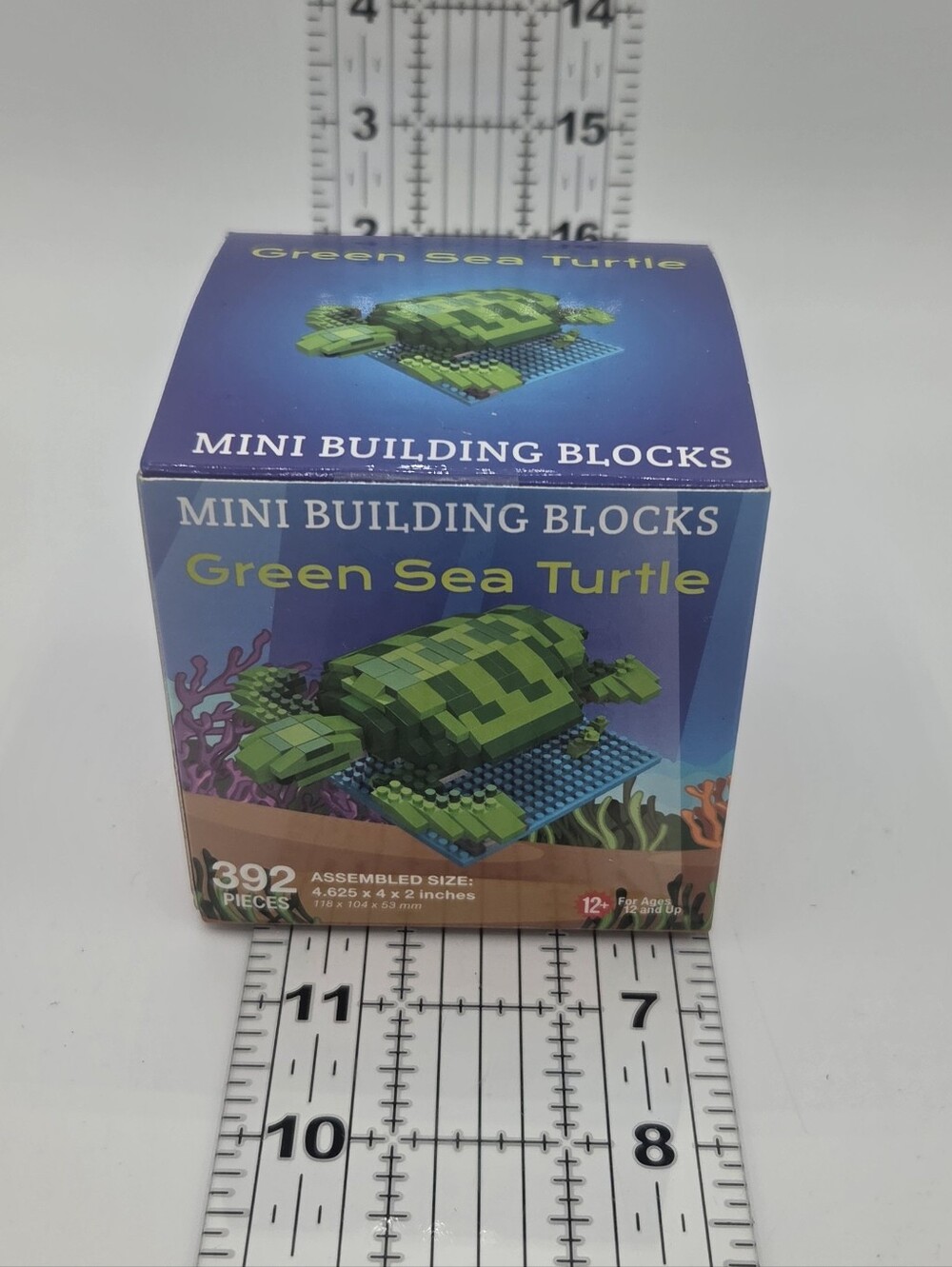 Mini Building Blocks Green Sea Turtle 392pc Boxed w/ Display Plate, Age 12+